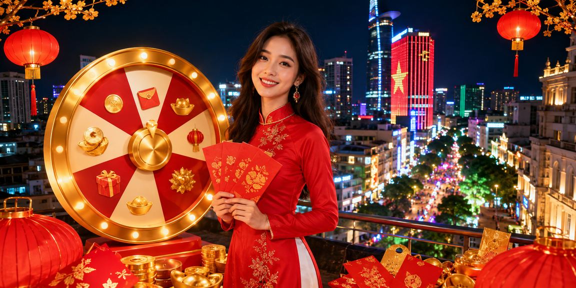 Người phụ nữ mặc áo dài tại TP.HCM tham gia vòng quay may mắn trên nền tảng giải trí trực tuyến